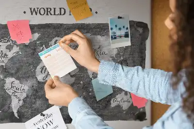 Printed Cork Board Retro world map