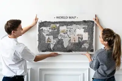 Printed Cork Board Retro world map