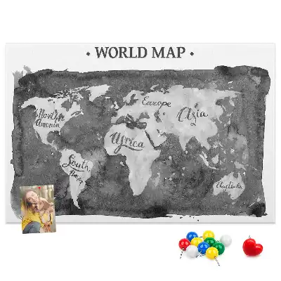 Retro World Map Printed Cork Board