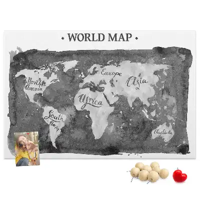 Printed Cork Board Retro world map