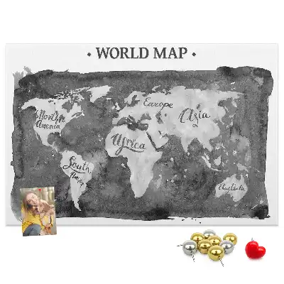 Retro World Map Printed Cork Board