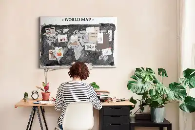 Printed Cork Board Retro world map