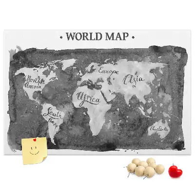 Retro World Map Printed Cork Board