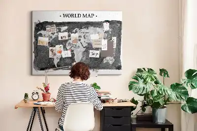 Retro World Map Printed Cork Board