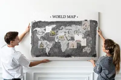 Printed Cork Board Retro world map