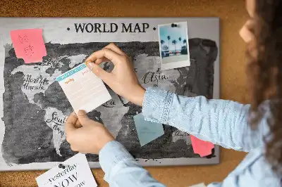 Printed Cork Board Retro world map