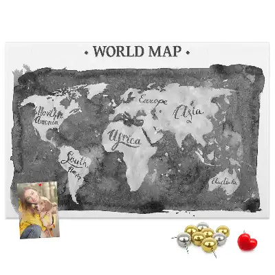 Printed Cork Board Retro world map