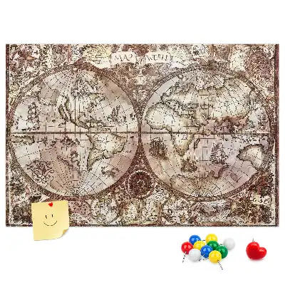 Antique Atlas Map Printed Cork Memo Board