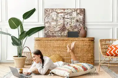 Printed Cork Memo Board Antique atlas map