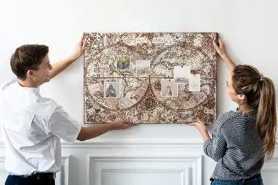 Antique Atlas Map Printed Cork Memo Board