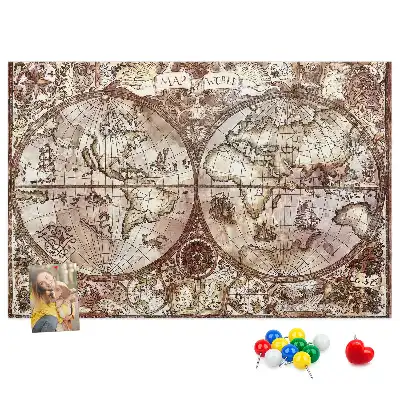 Printed Cork Memo Board Antique atlas map