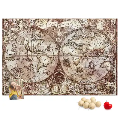 Antique Atlas Map Printed Cork Memo Board