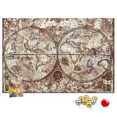 Printed Cork Memo Board Antique atlas map