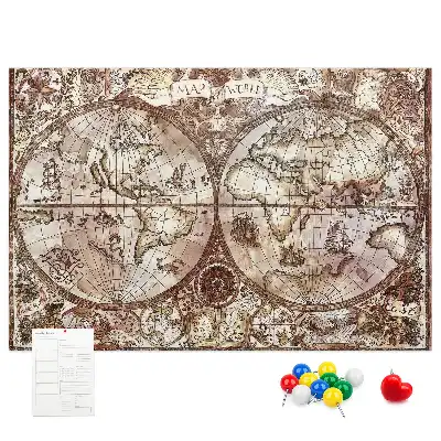 Antique Atlas Map Printed Cork Memo Board