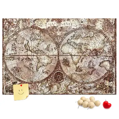 Printed Cork Memo Board Antique atlas map