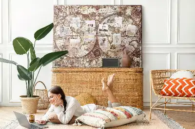 Printed Cork Memo Board Antique atlas map