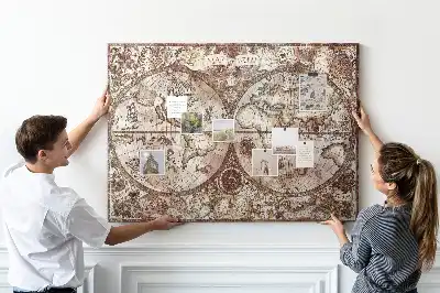 Printed Cork Memo Board Antique atlas map