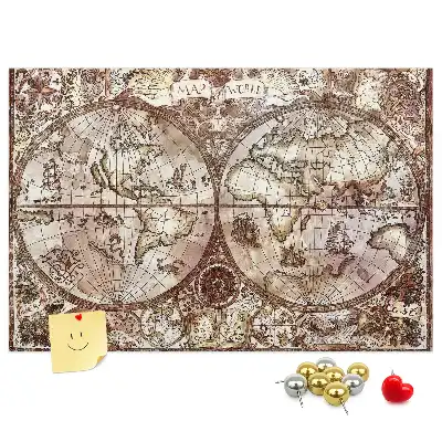 Antique Atlas Map Printed Cork Memo Board