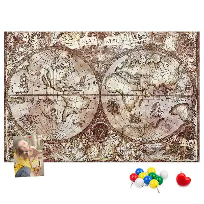 Antique Atlas Map Printed Cork Memo Board