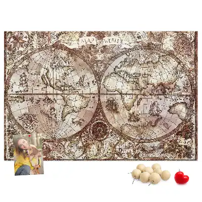 Antique Atlas Map Printed Cork Memo Board