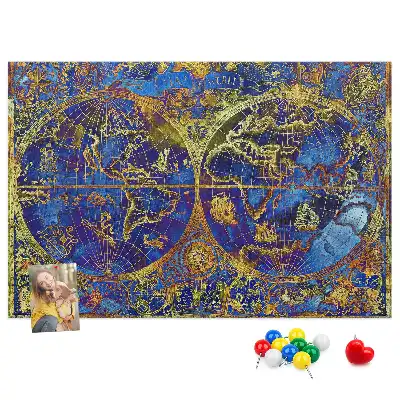 Atlas Map Cork Memo Board