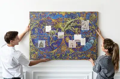 Atlas Map Cork Memo Board