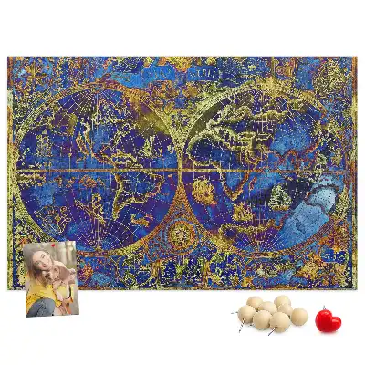 Atlas Map Cork Memo Board