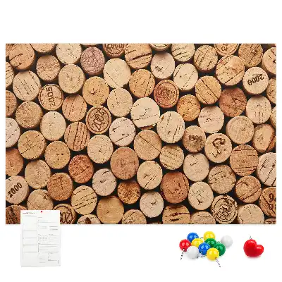 Printed Cork Memo Board with Wooden Wine Cork Design