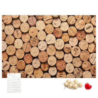 Printed Cork Memo Board with Wooden Wine Cork Design