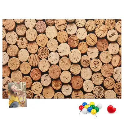Printed Cork Memo Board with Wooden Wine Cork Design