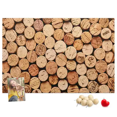Printed Cork Memo Board with Wooden Wine Cork Design