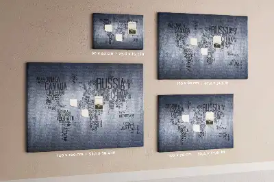 Cork memo board World map made of typography