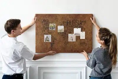 Printed Country Names Cork Board Map
