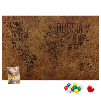 Printed Country Names Cork Board Map