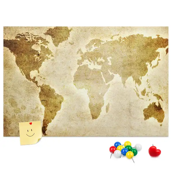 Old World Map Printed Cork Board