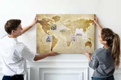 Old World Map Printed Cork Board