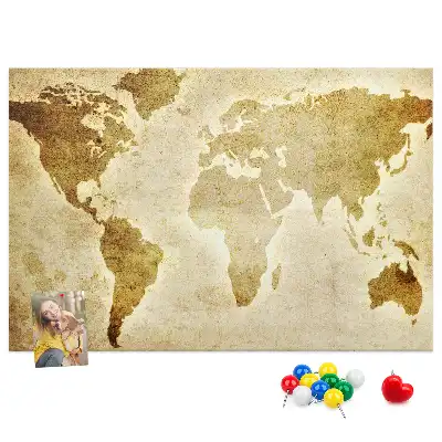 Old World Map Printed Cork Board