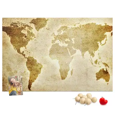 Old World Map Printed Cork Board