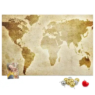 Old World Map Printed Cork Board