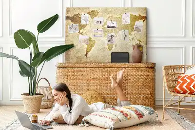 Old World Map Printed Cork Board