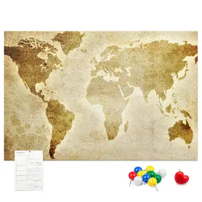 Old World Map Printed Cork Board
