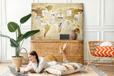 Old World Map Printed Cork Board