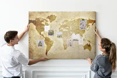 Old World Map Printed Cork Board