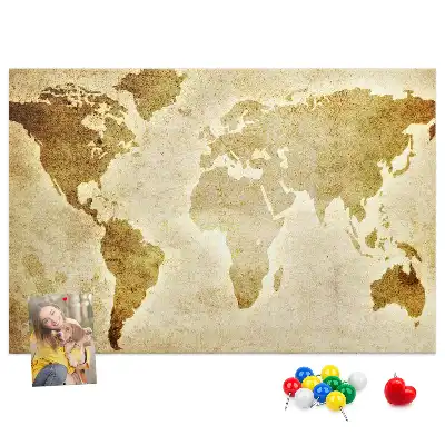 Old World Map Printed Cork Board