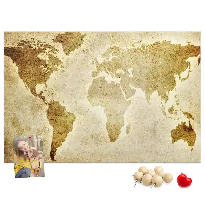 Old World Map Printed Cork Board