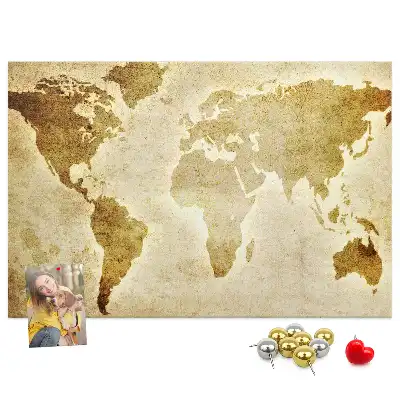 Old World Map Printed Cork Board