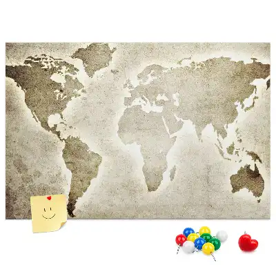 World Map Printed Cork Memo Board