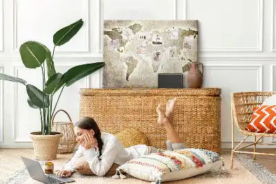 Printed Cork Memo Board World map