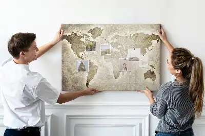 Printed Cork Memo Board World map