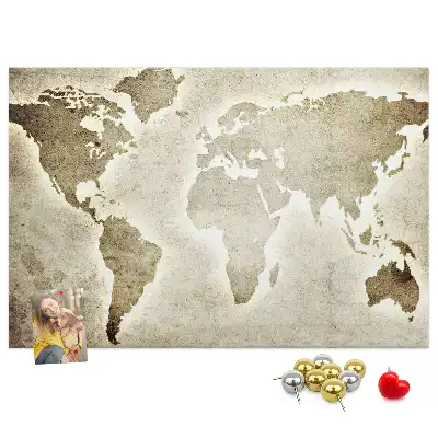 Printed Cork Memo Board World map